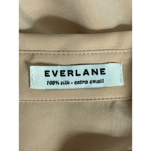 Everlane 100% Silk Short Sleeve Button Down Collared Blouse in Peach - Sz XS - Picture 3 of 4